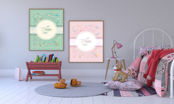 3D Kids Bedroom Mockup for Branding