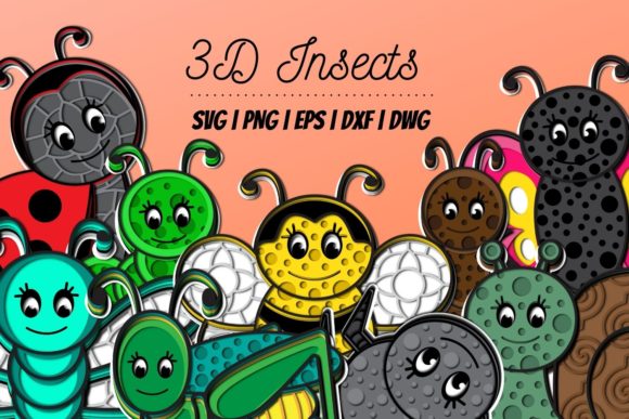 3D Layered Insects SVG Bundle