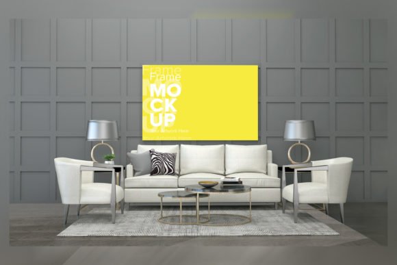 3D Rendered Interior Living Room Mockup