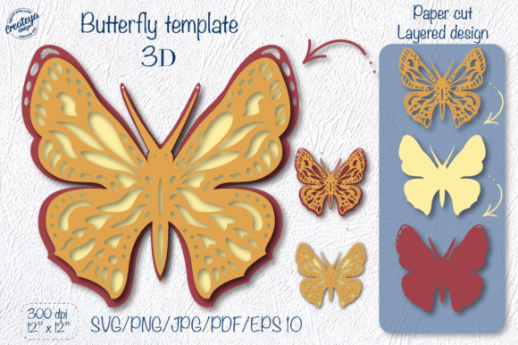 Butterfly SVG Layered 3D Template
