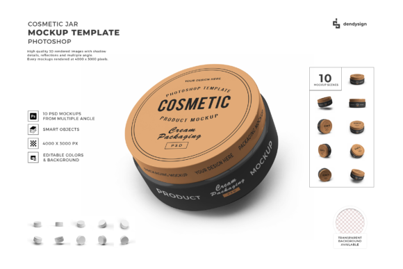 Cosmetic Jar 3D Mockup Template Bundle