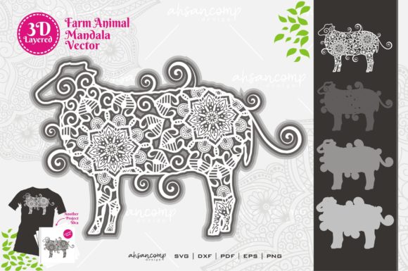 Farm Animal Mandala SVG 3D Layered 13