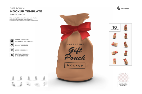 Gift Pouch Packaging 3D Mockup Bundle