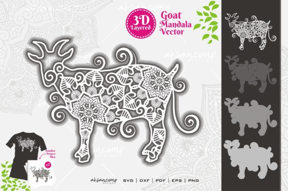 Goat Mandala Vector SVG 3D Layered 1