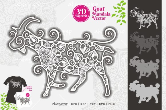 Goat Mandala Vector SVG 3D Layered 2