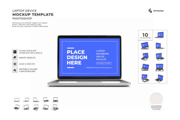 Laptop Notebook Device 3D Mockup Bundle