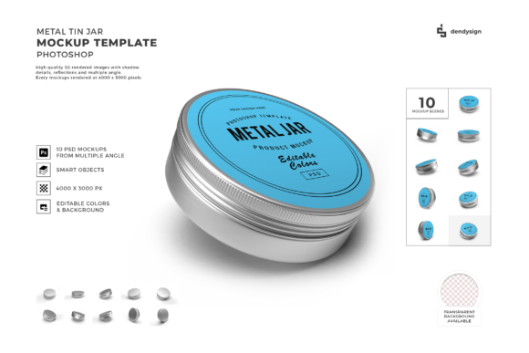 Metal Tin Jar 3D Mockup Template Bundle