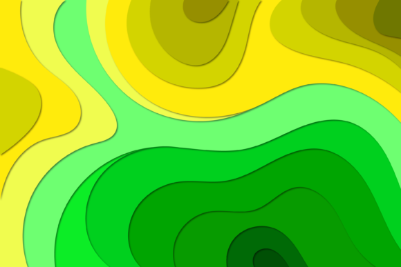 Paper Cut 3D Waves Green Background